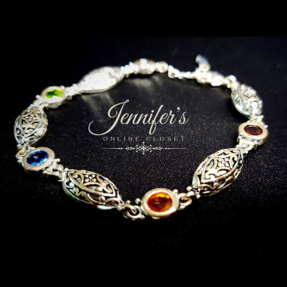 3/$25 Silver Tone & Multi-Colored Rhinestone Bracelet - Picture 1 of 8